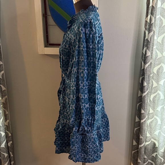 Anthropologie Calanthe Mini Shirt Dress Blue SZ Large - Picture 6 of 12